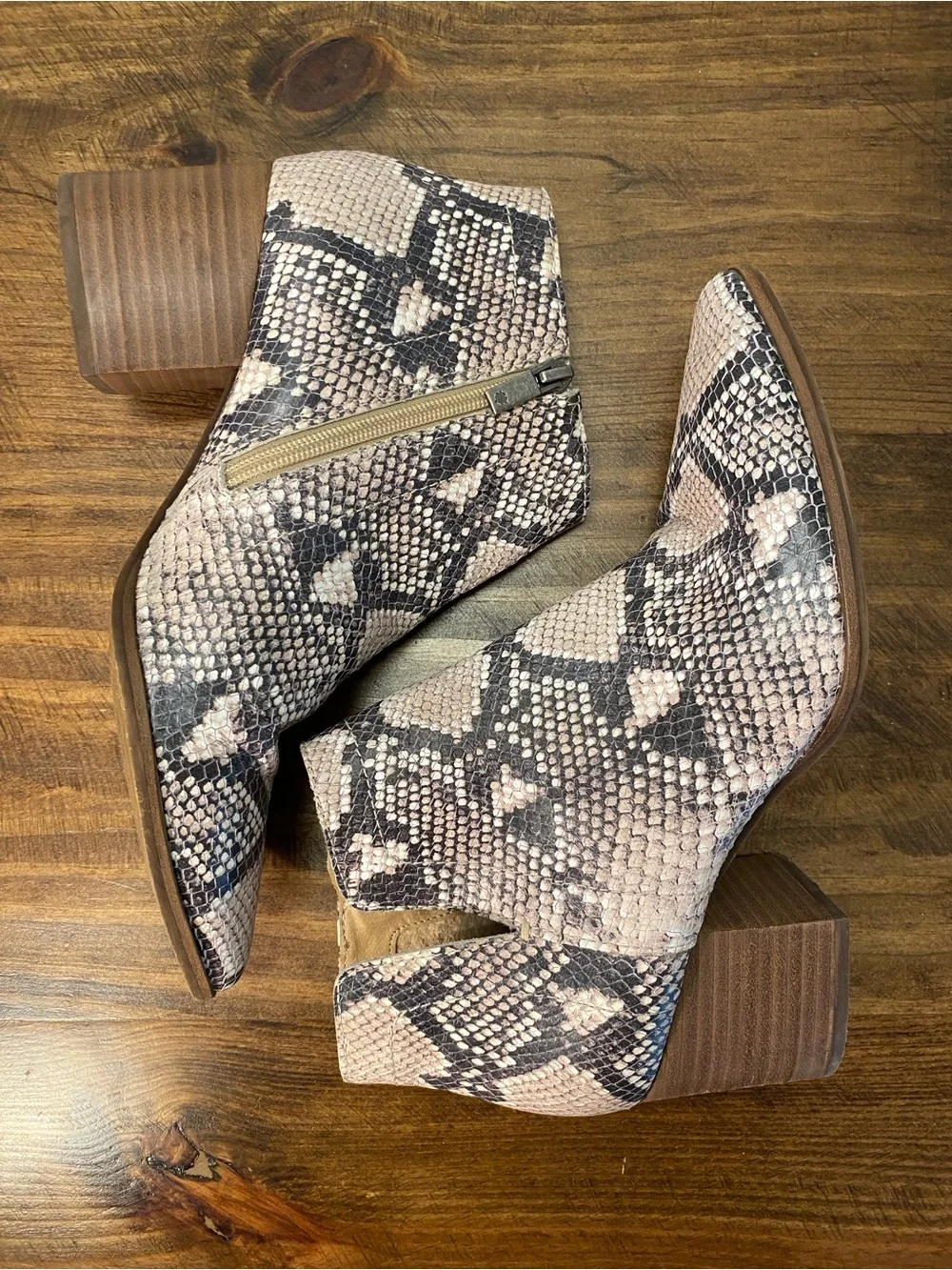 Lucky Brand - Women’s size 8.5 - Leather Upper - Faux Snake-Print Ankle Boots